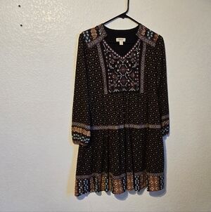 Style & Co Black Multicolor Knit Top